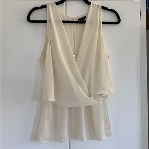 Theory silk cream sleeveless blouse